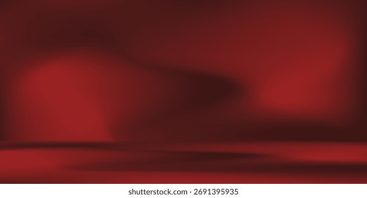 Red studio background. Abstract limbo podium studio room. Dark red gradient wall floor and spotlight scene.eps 10