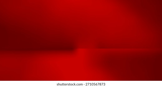 Fondo de estudio rojo. Abstractas sala de estudio del podio del limbo. Piso de pared degradado rojo oscuro y escena de foco. Escaparate, exhibición de la promoción. Ilustración de maqueta de etapa de Vector