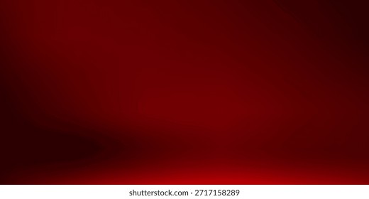 Fondo de estudio rojo. Abstractas sala de estudio del podio del limbo. Piso de pared degradado rojo oscuro y escena de foco. Escaparate, exhibición de la promoción. Ilustración de maqueta de etapa de Vector