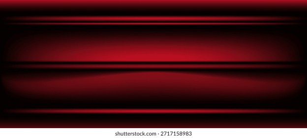 Fundo de estúdio vermelho. Abstrato limbo podium sala de estúdio. Piso de parede gradiente vermelho escuro e cena de holofote. Exibição de apresentação, promoção. Ilustração de maquete de estágio de vetor