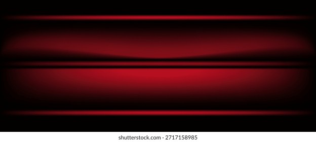 Fondo de estudio rojo. Abstractas sala de estudio del podio del limbo. Piso de pared degradado rojo oscuro y escena de foco. Escaparate, exhibición de la promoción. Ilustración de maqueta de etapa de Vector