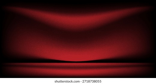 Fundo de estúdio vermelho. Abstrato limbo podium sala de estúdio. Piso de parede gradiente vermelho escuro e cena de holofote. Exibição de apresentação, promoção. Ilustração de maquete de estágio de vetor