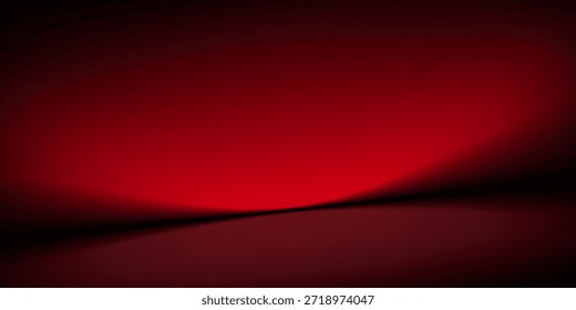 Fondo de estudio rojo. Abstractas sala de estudio del podio del limbo. Piso de pared degradado rojo oscuro y escena de foco. Escaparate, exhibición de la promoción. Ilustración vectorial