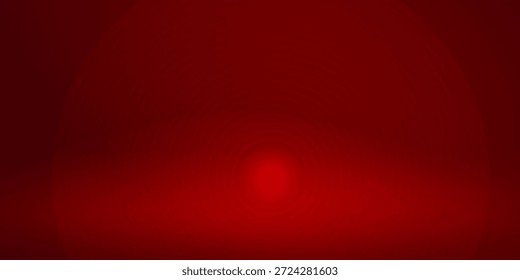 Fondo de estudio rojo. Abstractas sala de estudio del podio del limbo. Piso de pared degradado rojo oscuro y escena de foco. Escaparate, exhibición de la promoción. Ilustración de maqueta de etapa de Vector