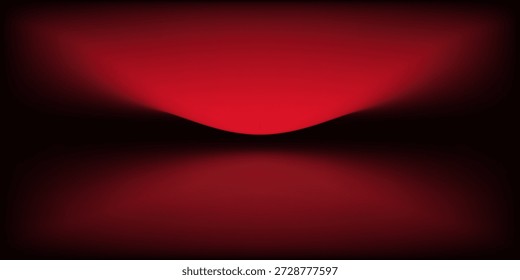Fondo de estudio rojo. Abstractas sala de estudio del podio del limbo. Piso de pared degradado rojo oscuro y escena de foco. Escaparate, exhibición de la promoción. Ilustración de maqueta de etapa de Vector