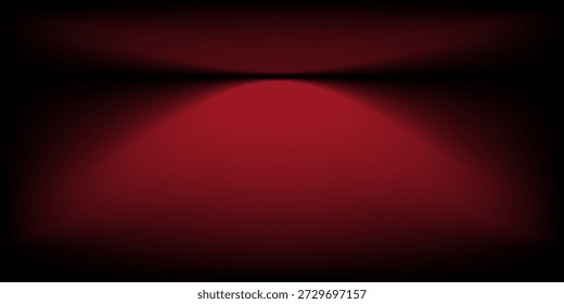 Fondo de estudio rojo. Abstractas sala de estudio del podio del limbo. Piso de pared degradado rojo oscuro y escena de foco. Escaparate, exhibición de la promoción. Ilustración de maqueta de etapa de Vector

