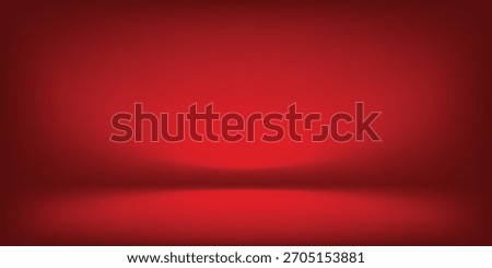 Red studio background. Abstract limbo podium studio room. Dark red gradient wall floor and spotlight scene. 
