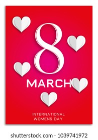 red style 8 march design elements. 8 march greeting postcard
