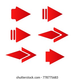 red style arrow icon logo next sign illustration set isolated background