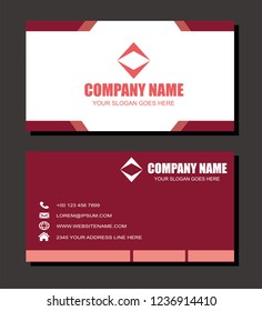 Red Style Business Card Vector Template 