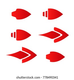 red style next sign arrow icon symbol logo set  isolated background