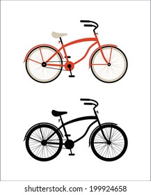 Red stylish bicycle and silhouette