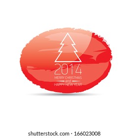 red stylish decorative Christmas Greeting abstract grunge shape banner or background . Merry Christmas lettering, vector illustration for greeting card/ label / tag 