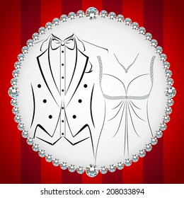 Red stylish invitation or wedding card