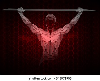 Red stylized athlete bodybuilders