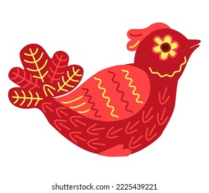 Red Stylized birds drawing. Linear drawing. Decorative birds. Vector illustration.