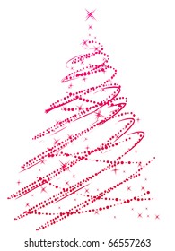 Red stylized christmas tree made of stars