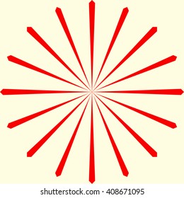 Red stylized dandelion fluff  background. Red striped abstract wallpaper. Vector illustration