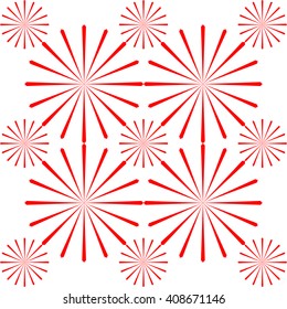 Red stylized dandelion fluff  background. Red striped abstract wallpaper. Vector illustration