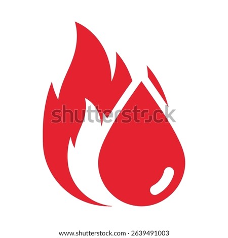 Red stylized fire engulfing a red water droplet.