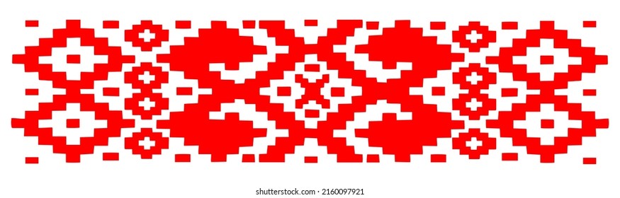 Red stylized folk Slavic patterns. Belarusian flag pattern. Seamless folk pattern. Vector illustration