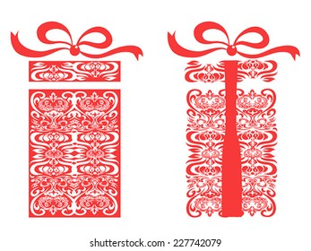 red stylized gift box