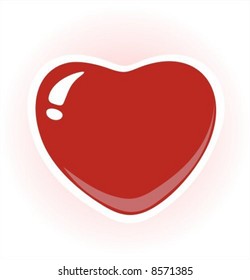 Red stylized heart on a white background. Valentine's illustration.
