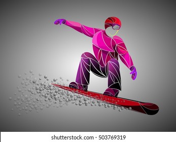 red stylized snowboarder