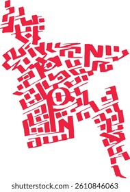 Red stylized vector map of Bangladesh created for Pohela Boishakh or Bengali New Year designs. Perfect for festive posters, greeting cards, cultural graphics, and traditional visuals. Pohela Boishakh.