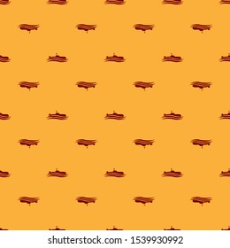 Red Submarine icon isolated seamless pattern on brown background. Military ship.  Vector Illustration