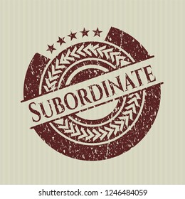Red Subordinate distress rubber stamp with grunge texture
