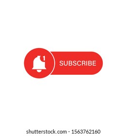Red subscribe button with bell icon. vector illustration in white background