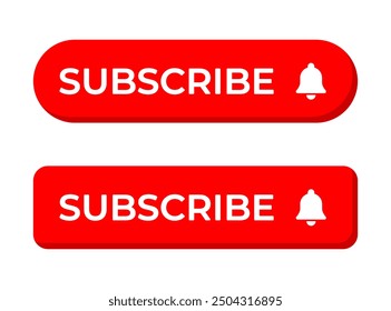 Red subscribe button icon set in generic style. Subscription concept