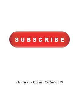 Red subscribe button isolated on white background. Vector illustration of subscribe channel button.