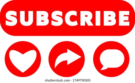 Red Subscribe Button Like Share Comment Stock Vector (Royalty Free ...