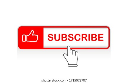 Red Subscribe Button Mouse Pointer Notification Stock Vector (Royalty ...