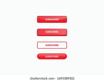 Red subscribe button set. Online content. 