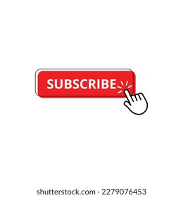 Red subscribe button vector flat design, modern design.