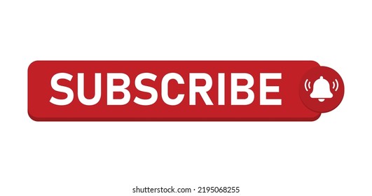 Red Subscribe Button Vector with Notification Bell