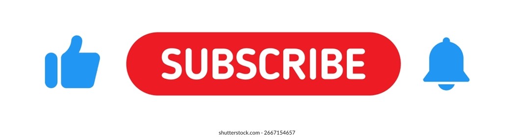 red subscribe button vector. video, social media