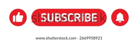 red subscribe button vector. video, social media