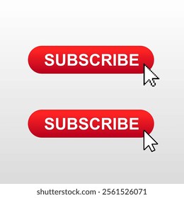 Red subscribe buttons with mouse cursors