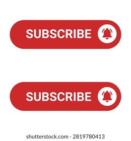 Red subscribe buttons with white text and bell icon on plain white background