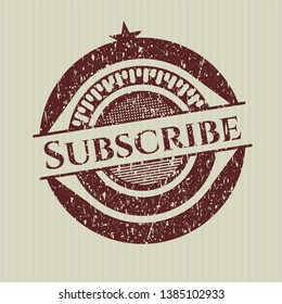 Red Subscribe distress rubber stamp
