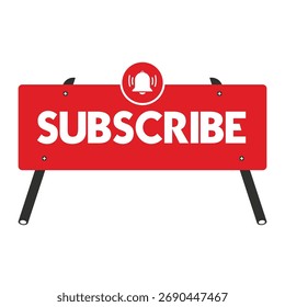 Red Subscribe Signboard mit Benachrichtigungsglocke