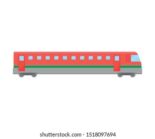 Red Suburban Electric Train Flat Vector Illustration