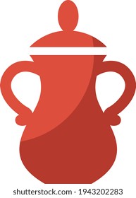 Red Sugar Bowl, Illustration, Vector On A White Background