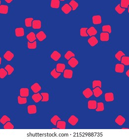 Red Sugar cubes icon isolated seamless pattern on blue background. Sweet, nutritious, tasty. Refined sugar.  Vector