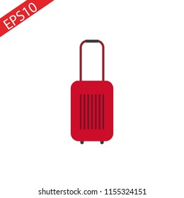 Red suitcase icon on white background. eps 10.