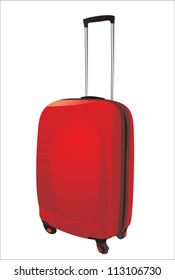 Red suitcase isolated on white background